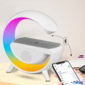 ScHitec G Bluetooth Hoparlörlü Kablosuz Şarj Özellikli Masa ve Gece Lambası - 3