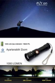 Şarjlı El Feneri Polislerin kullandığı 3 Kademeli Zoom Özellikli Güçlü 1000 Lümel Fener -4060 - 1