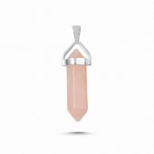 DAY Kuvars Pembe Doğal Aşk Taşı Çivi Kolye ucu Erkek& Kadın Kolye (Hediye Kutulu) thumbnail 3