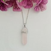 Kuvars Pembe Doğal Aşk Taşı Çivi Kolye ucu Erkek& Kadın Kolye (Hediye Kutulu) - 1