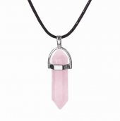 Kuvars Pembe Doğal Aşk Taşı Çivi Kolye ucu Erkek& Kadın Kolye (Hediye Kutulu) thumbnail 1