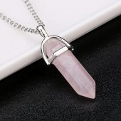 Kuvars Pembe Doğal Aşk Taşı Çivi Kolye ucu Erkek& Kadın Kolye (Hediye Kutulu) thumbnail 1