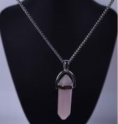 DY Kuvars Pembe Doğal Aşk Taşı Çivi Kolye ucu Erkek& Kadın Kolye (Hediye Kutulu) thumbnail 1