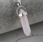 DY Kuvars Pembe Doğal Aşk Taşı Çivi Kolye ucu Erkek& Kadın Kolye (Hediye Kutulu) thumbnail 1