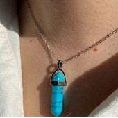 Day TURKUAZ (Firuze) TAŞI Erkek Kadın Uniex KOLYE ÇİVİ ŞEKLİNDE DOĞALTAŞ KOLYE (Hediye Kutulu) thumbnail 4