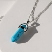 Day TURKUAZ (Firuze) TAŞI Erkek Kadın Uniex KOLYE ÇİVİ ŞEKLİNDE DOĞALTAŞ KOLYE (Hediye Kutulu) thumbnail 1