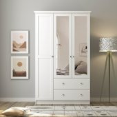 Zenio Side 3 Kapak 2 Çekmece Aynalı Gardırop - Beyaz - 1