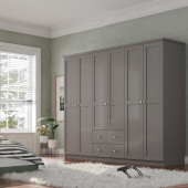Zenio Side 6 Kapak 2 Çekmece Antrasit Gardrop - 1