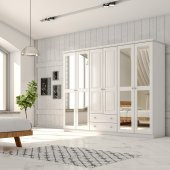 Zenio Myra Beyaz 6 Kapak 2 Çekmeceli Aynalı Gardırop - 2