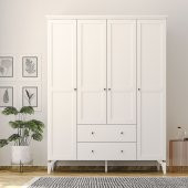 Zenio Side Plus 4 Kapak 2 Çekmeceli Yüksek Ayaklı Gardırop Beyaz - 1