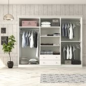 Zenio Myra Beyaz 6 Kapak 2 Çekmeceli Aynalı Gardırop - 3