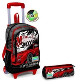 Coral High Erkek Çocuk Siyah Kırmızı Yarış Tekerlekli Okul Çantası ve Kalemlik Seti thumbnail 1