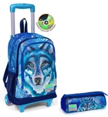 Coral High Erkek Çocuk Mavi Kurt Tekerlekli Okul Çantası ve Kalemlik Seti thumbnail 1