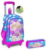 Coral High Kız Çocuk Mavi Pembe Tavşan Tekerlekli Okul Çantası ve Kalemlik Seti thumbnail 1