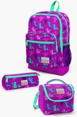 Coral High Kids Koyu Pembe Su Yeşili Peri Desenli 3'lü Okul Çanta Seti thumbnail 1