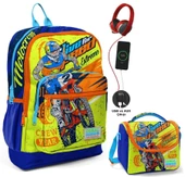 Coral High Sarı Mavi Motorsiklet Okul ve Beslenme Çantası Seti - Usb Soketli - Erkek Çocuk thumbnail 1