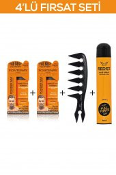 Fontenay Saç Şekillendirici Pudra Toz Wax Ultra Strong + Şekil Tarakı + Saç Spreyi 400ml 2 4lü Set - 1