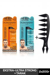 Fontenay Saç Şekillendirici Pudra Toz Wax Mat Effect Ve Ultra Strong + Geniş Aralıklı Wax Tarağı 3lü Set - 1