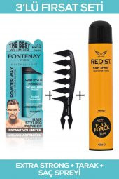 Fontenay Saç Şekillendirici Pudra Toz Wax Matt Effect + Şekil Tarağı + Saç Sprey 3lü Set - 3