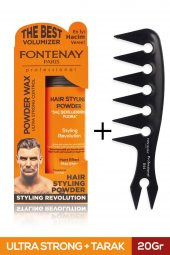 Fontenay Saç Şekillendirici Pudra Toz Wax Ultra Strong Turuncu 20gr + Geniş Aralıklı Wax Tarağı 2li Set - 2