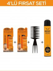Fontenay Saç Şekillendirici Pudra Toz Wax Ultra Strong +Şekil Tarakı  2+Saç Spreyi 2 400ML 4lü Set - 1