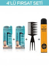 Fontenay Saç Şekillendirici Pudra Toz Wax Mat Effect X2+ Şekil Tarakı 2+ Saç Spreyi  400ML 4lü Set - 1