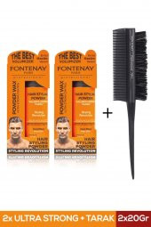 Fontenay Saç Şekillendirici Pudra Toz Wax Ultra Strong Turuncu 20gr X2 + Profesyonel Topuz Fırçası Krepe 3043 3lü Set thumbnail 1