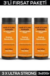 Fontenay Saç Şekillendirici Pudra Toz Wax Ultra Strong Turuncu 20gr X3 + Profesyonel Topuz Fırçası Krepe 3043 4lü Set thumbnail 3