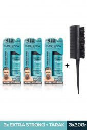 Fontenay Saç Şekillendirici Pudra Toz Wax Mat Effect Mavı 20gr X3 + Profesyonel Topuz Fırçası Krepe 3043 4lü Set - 1