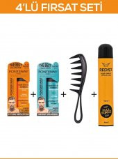 Fontenay Saç Şekillendirici Pudra Toz Wax Mat Effect Ve Ultra Strong 20gr + Şekil Tarakı  + Saç Spreyi 2 400ML 4lü Set - 1