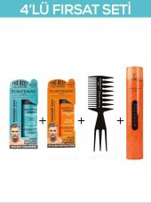 Fontenay Saç Şekillendirici Pudra Toz Wax Mat Effect Ve Ultra Strong 20gr + Şekil Tarakı 2 + Saç Spreyi  400ML 4lü Set - 1