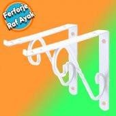 Raf Altı Raf Tutucu Ayak Ferforje Beyaz Ayarlı 150x110 mm 2 ADET - 1