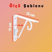 Raf Altı Raf Tutucu Ayak Ferforje Beyaz Ayarlı 150x110 mm 2 ADET - 2