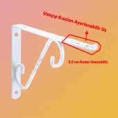 Raf Altı Raf Tutucu Ayak Ferforje Beyaz Ayarlı 150x110 mm 2 ADET - 3