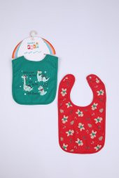 Babyhola Dino-Yılbaşı Desen Sıvı Geçirmez 2li Mama Önlüğü 11228 - 2