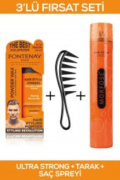 Fontenay Saç Şekillendirici Pudra Toz Wax Ultra Strong Turuncu + Şekil Tarağı + Saç Spreyi 400ML 3lü Set - 1