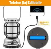 Dekoratif Outdoor Kamp Lambası Ledli Kırmızı Alev Beyaz Işıklı El Feneri Işıldak Şarjlı Çift Modlu - 3