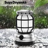 Dekoratif Outdoor Kamp Lambası Ledli Kırmızı Alev Beyaz Işıklı El Feneri Işıldak Şarjlı Çift Modlu - 4