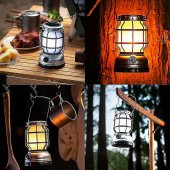 Dekoratif Outdoor Kamp Lambası Ledli Kırmızı Alev Beyaz Işıklı El Feneri Işıldak Şarjlı Çift Modlu - 5