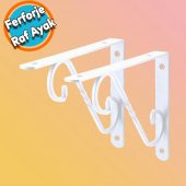 Raf Altı Raf Tutucu Ayak Ferforje Beyaz 150x110 mm 2 ADET thumbnail 1