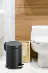 Rossel Premium 12 Lt Pedallı Siyah Renkli Çöp Kovası-815S - 2