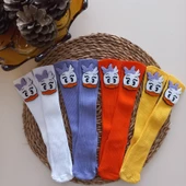 MARS BABY Kız Bebek Beyaz Sarı Turuncu Lila Daisy Ördek Keçe Figürlü Dizaltı Çorap - 1