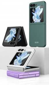 KNY Samsung Galaxy Z Flip 5 Kılıf Ultra Korumalı Sert Kıpta Kapak Gri - 5