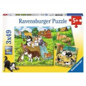 Ravensburger 3x49 Parça Puzzle Tatlı Hayvancıklar  080021 - 1