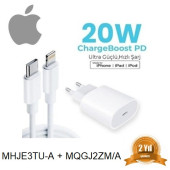 Orjinal Apple iPhone 12 Pro Max 20W Hızlı Şarj Aleti Seti USB-C MHJE3TU-A + MQGJ2ZM/A (Kablo Dagil) - 10