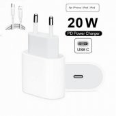 Orjinal Apple iPhone 12 Pro 20W Hızlı Şarj Aleti Seti USB-C MHJE3TU-A + MQGJ2ZM/A (Kablo Dagil) - 1