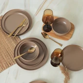 Keramika Nordic Mat Toprak Taupe Yemek Takımı 18 Parça 6 Kişilik 977 - 2