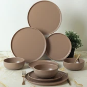 Keramika Nordic Mat Toprak Taupe Yemek Takımı 18 Parça 6 Kişilik 977 - 1