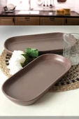 Keramika Mat Açık Taupe Noyan Kayık Tabak 2 Adet 26 Cm 958 thumbnail 1