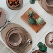Keramika Nordic Mat Toprak Taupe Yemek Takımı 18 Parça 6 Kişilik 977 - 8
